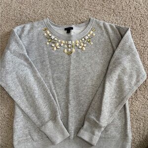 Ann Taylor Light Gray Top with Cream Embellishments